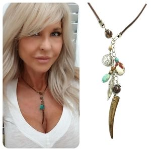 Sterling Silver and Leather Charm Necklace